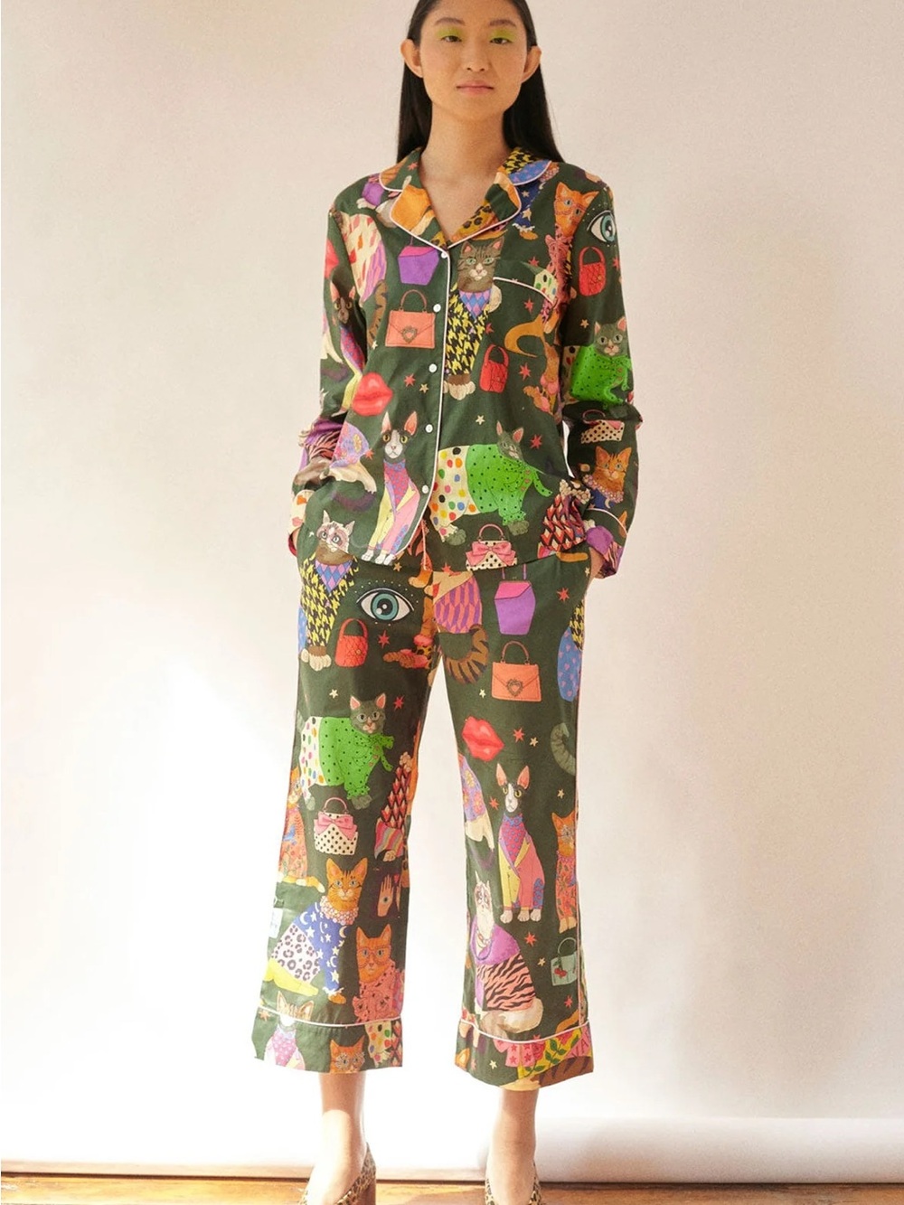 Karen Mabon Cat Print Pijamad